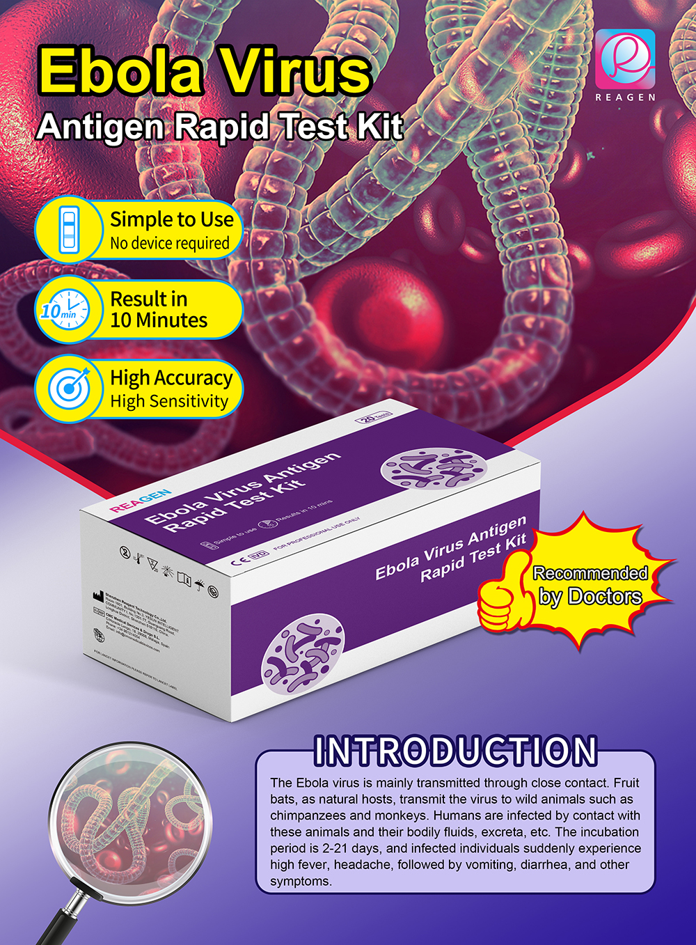 Ebola Virus Antigen Rapid Test Kit - REAGEN QuadSure Covid/Flu A/Flu B ...